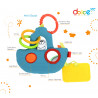 Mini Tug Boat, Barcuta senzoriala pentru bebelusi, cu oglinda si inel de dentitie, Dolce