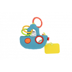 Mini Tug Boat, Barcuta senzoriala pentru bebelusi, cu oglinda si inel de dentitie, Dolce
