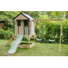 Casuta de gradina Pastel Green Adventure Cottage cu platforma, tobogan si leagan dublu (M60), Wendi Toys