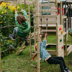 Casuta de gradina Pastel Green Adventure Cottage cu platforma, tobogan, leagan dublu si modul sport (M60PGN_G), Wendi Toys