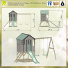 Casuta de gradina Pastel Pink Adventure Cottage cu platforma, tobogan si leagan dublu (M60PP), Wendi Toys
