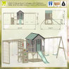 Casuta de gradina Pastel Pink Adventure Cottage cu platforma, tobogan, leagan dublu si modul sport (M60PP_G), Wendi Toys