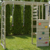 Casuta de gradina Pastel Pink Adventure Cottage cu platforma, tobogan, leagan dublu si modul sport (M60PP_G), Wendi Toys